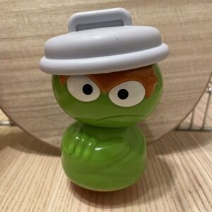 Oscar the Grouch Roly Poly Wobble Toy Sesame Street Kids II Weighted 4" Green
